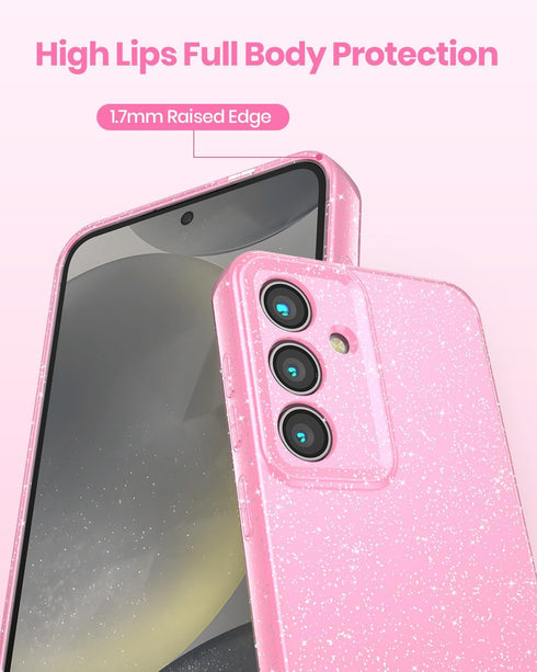 Samsung Galaxy S24 Case for Women, Cute Neon Bright Color, Glitter Bling Thin Slim Shockproof Silicone Sparkly Case, Soft TPU Phone Case for Women...