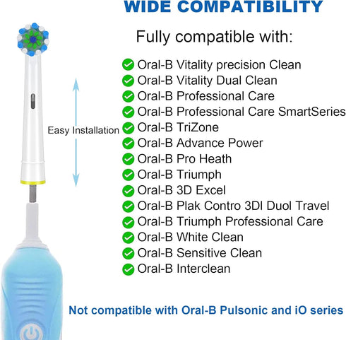 Toothbrush Heads Compatible with Oral B Electric Toothbrush,16Count White Cross Clean Toothbrush Heads Refill for Braun Toothbrush, Medium Brush...