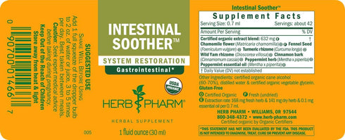 Herb Pharm Certified Organic Intestinal Soother Liquid Herbal Formula with Turmeric Extract - 1 Ounce (FIS01)...
