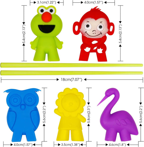 Training chopsticks for kids adults and beginners - 5 Pairs chopstick set with attachable learning chopstick helper - right or left handed...