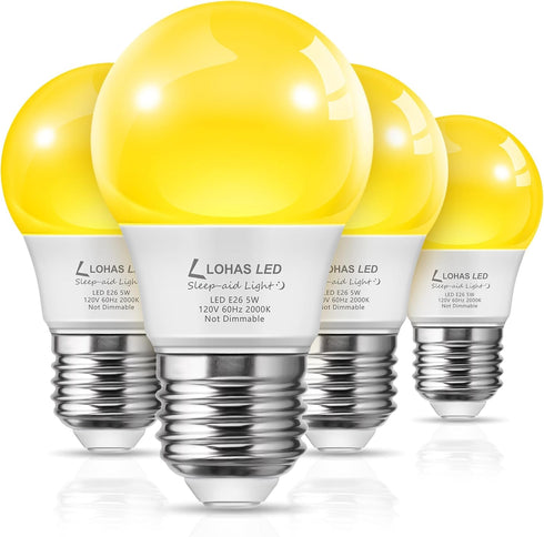 LOHAS Bug Light Bulb Yellow LED Bulbs, Outdoor Porch Lights, Amber Bedroom Night Light Bulb A15 Bugs LED Bulbs, 40W Equivalent E26 Edison Bulb(5W)...