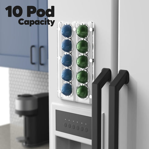 GALVANOX Magnetic Fridge Mount for Nespresso Vertuo Pods Holder (10 Pod Capacity) Capsule Storage and Display (Clear Acrylic)...