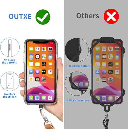 OUTXE Phone Lanyard - 4× Pads, 1× Adjustable Neck Strap, 1× Wrist Strap, Nylon Phone Lanyard Compatible with All Smartphone...