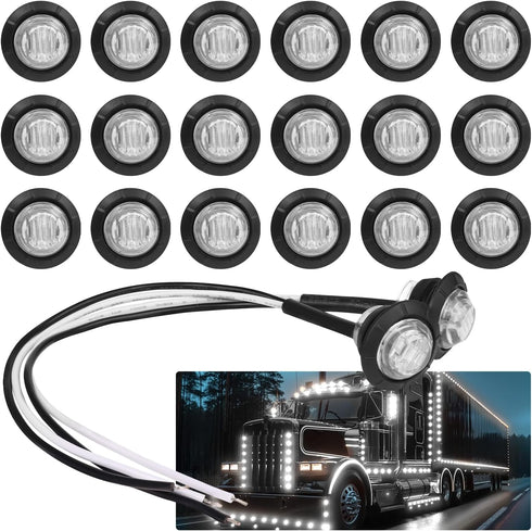 (Pack of 20) TMH 3/4 Inch Mount White LED Clearance Bullet Marker lights, Side LED marker lights for trailer Truck RV Car Bus Van...