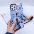 Compatible with iPhone 12 Pro Max Case Finger Grip,3D Embossed Pink Flowers Blue Shell Design, Rugged Shockproof Slim Fit Dual Layer Finger Ring L...