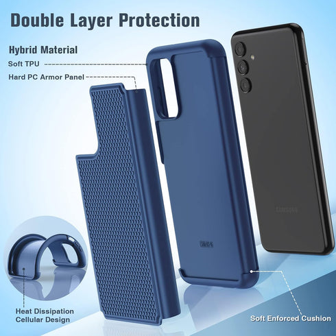 BNIUT for Samsung Galaxy A13 5G Case: Dual Layer Protective Heavy Duty Cell Phone Cover Shockproof Rugged with Non Slip Textured Back - Military P...