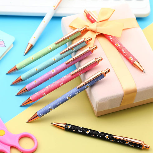 Jutom 16Pcs Fancy Pens for Women Glitter Ballpoint Pens Pretty Cute Sparkly Pen Metal Retractable Writing Pen Black Ink Medium Point 1.0 mm Journa...