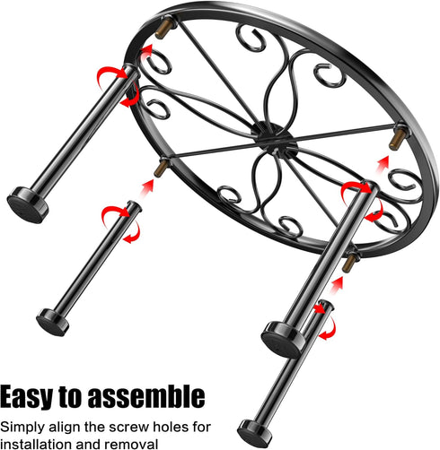 Metal Black Plant Stands?Anti-Rust Iron Plant Pot Shelf?Heavy Duty Round Supports Display Rack?Rustproof Potted Plant Holder?Corner Gardening Pump...