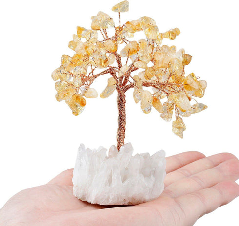 mookaitedecor Citrine Crystal Tree, Quartz Cluster Rock Crystal Base Bonsai Money Tree for Wealth and Luck...