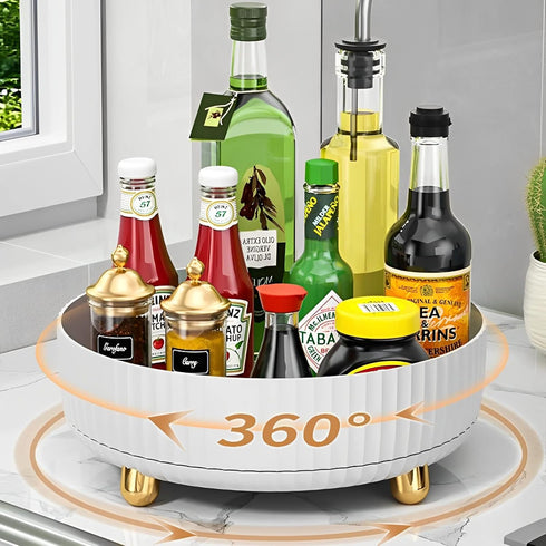 Large Capacity Makeup Brush Holder, 360° Rotating Makeup Perfume Organizer, Makeup Brushes Cup Tray for Vanity Decor Bathroom Countertops Cosmetic...