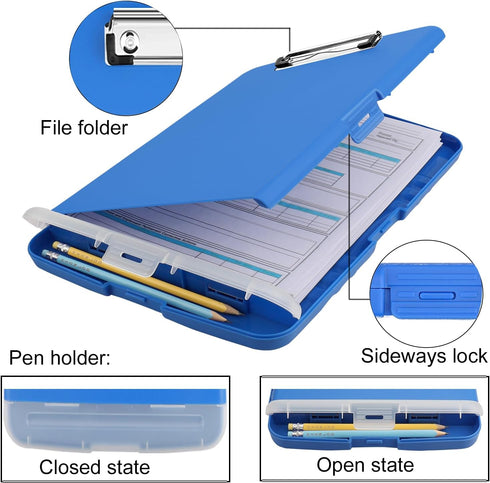 Clipboard with Storage,Clip Boards 8.5x11 with Storage,Large Capacity Clipboards,with Low Profile Clip,with Pen Holder Plastic Storage Clipboard F...