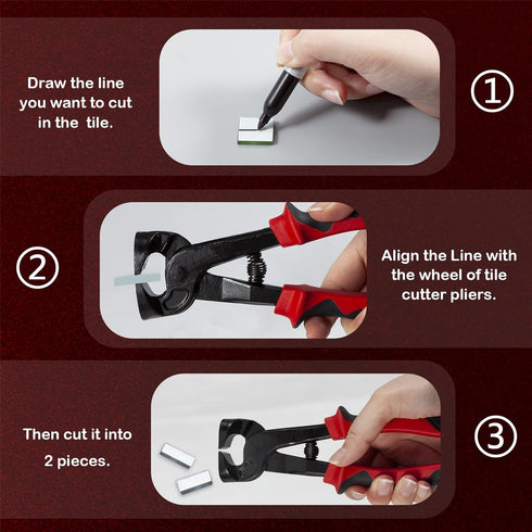 Ceramic Tile Nippers Mosaic Tools 7.5-Inch Tile Mosaic Trimmer Nipper Cutter Pliers Nipper Cutting Tool Mosaic Tile Cutter Tile Working Tool Heavy...