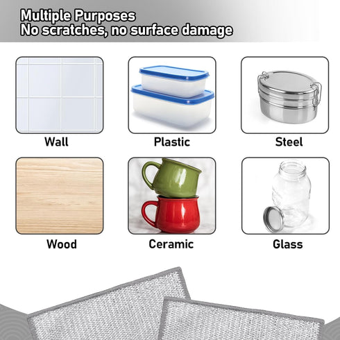 Usoway Double Layer Multipurpose Wire Dishwashing Rags for Wet and Dry, 12 Pcs Non Scratch Wire Dishcloth Scrubbing Wire Dishwashing Rags for Wash...