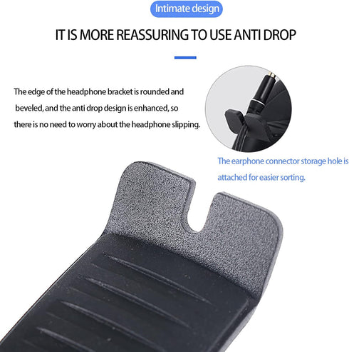 Headphone Stand Headset Holder Earphone Stand with Supporting Bar Flexible Headrest for All Headphones Size (Desk Clip Style, Black)...