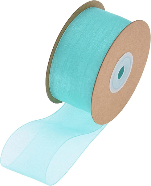1-1/2 Inch Blue Sheer Organza Ribbon Turquoise Chiffon Fabric Ribbon Gift Wrapping Ribbon for Wedding Bridal Bouquet Crafts Hair Bows Wreath (25 Y...