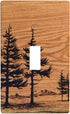 Pine Tree Wood Grain Rustic Funny Plastic Wall Plate Decorative Single Toggle Light Switch Cover For Women Girls Bedroom Kitchen Living Room...