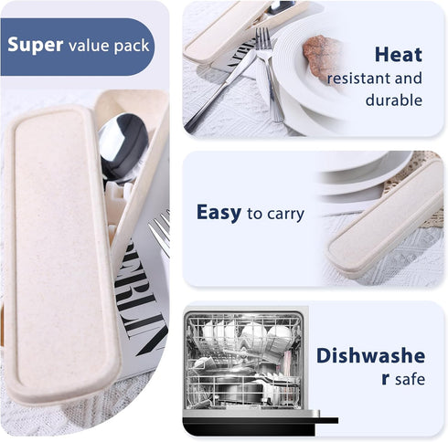 HANSGO 3PCS Portable Utensils Set with Case, Travel Cutlery Set Stainless Steel Utensils Reusable Silverware for Lunch Camping School Picnic Offic...