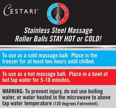 Cestari Stainless Steel Ice Hot Cold Roller for Pain Relief, Foot Massage Ball with Silicone Holder, HSA Muscle Roller, Gray...