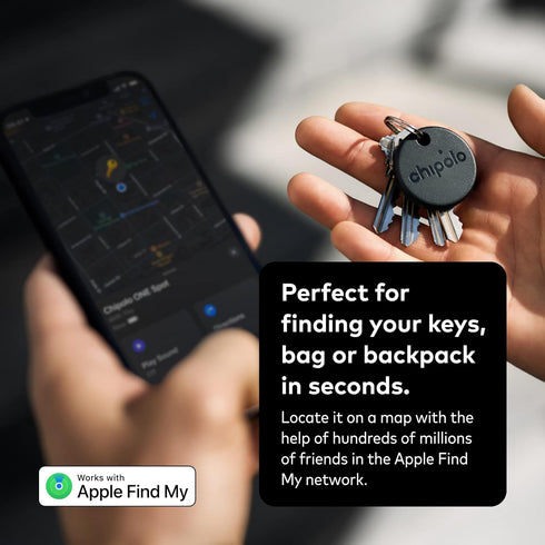 Chipolo ONE Spot (2021) - Key Finder, Bluetooth Tracker for Keys, Bag - Works with The Apple Find My app (only for iOS) (Almost Black)...