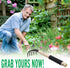 Garden Rake with Ergonomic Wooden Handle for Firm Grip, Military Grade Steel Gardeners Tine Cultivator Wood Japanese Ninja Claw Rake for Perfect P...