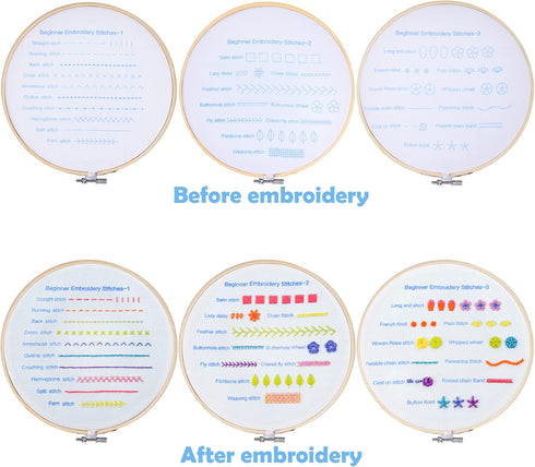 Lystaii Beginners Embroidery Stitch Practice kit, 3 Sets Embroidery Kit for Beginners to Learn 30 Different Stitches for Craft Lover Easy to Follo...