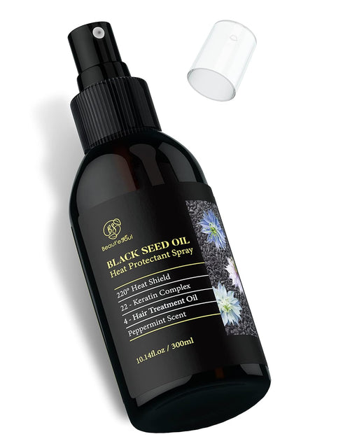 BEAUT'E SEOUL Heat Protectant for Hair - Black Seed Oil Heat Protectant for Curly Hair – Fortifying Keratin & Nourishing Argan & Jamaican Black Ca...