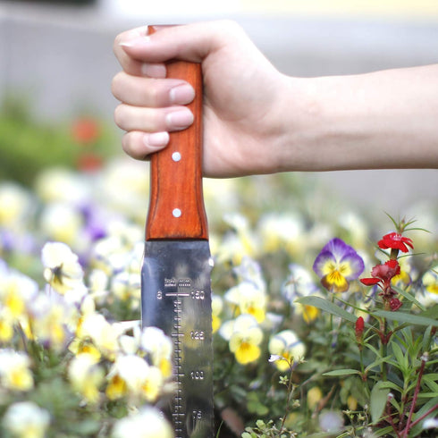 HAUSHOF Hori Hori Garden Knife 7”Stainless Steel Serrated Blade with Cutting Edge, Gardening Tool with Leather Sheath for Weeding, Planting, Diggi...