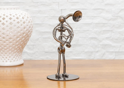 Broadway Gifts 6" Silver-Tone Sousaphone Player Figurine - Metal Tuba Player Statue - Industrial Musician Figurine...