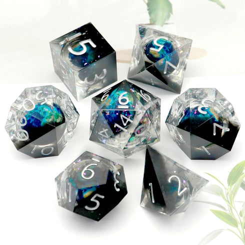 Haxtec DND Dice Set Liquid Core Sharp Edge Resin Dice, Planet D and D Dice, Polyhedral D&D Dice Set for Dungeons and Dragons TTRPGs DND Gift Rolep...