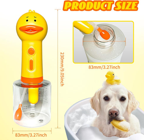 Dog Shampoo Frother,Pet Bath Brush - Deep Cleaning Foam Machine with 350ml Capacity, Dog Soap Dispenser and Shampoo Sprayer, 1200mAh Ultra Long St...