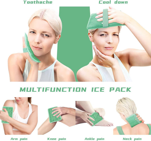 Gel Beads Ice Pack Ice Bag with Strap-Reusable Hot & Cold Pack Compress Therapy for Pain, Swelling,Injuries of Knee, Shoulder, Foot, Back, Ankle, ...