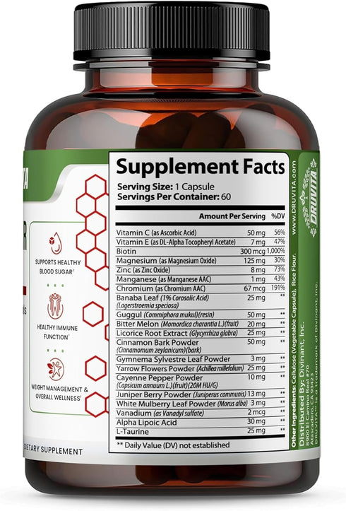 Blood Sugar Smarts Dietary Supplement 20 Key Herbs, Minerals & Vitamins with Chromium, ALA, Cinnamon & Bitter Melon for Men Women Non-GMO Natural ...