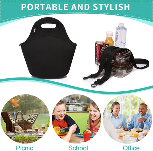 VASCHY Neoprene Insulated Lunch Bag Tote for Men or Women 12.9x13.4x6.3 inch with Detachable Adjustable Shoulder Strap...
