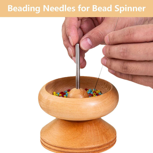 5 Pcs Bead Spinner Needles?Stainless Large Eye Curved Beading Needles?Clip-Style Beading Needles with Handle, for Beading Bracelet Necklace Jewelr...
