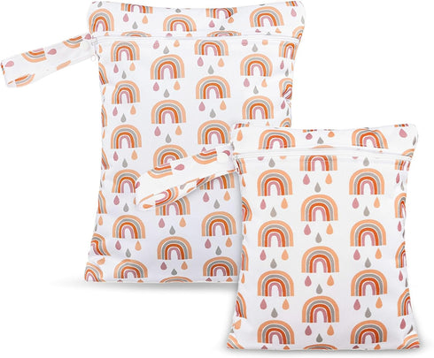 2Pcs Wet Bags, Waterproof Diaper Wet Bag Reusable Wet Dry Bags for Pump Parts Baby Wet Bag with Zippered Pockets&Handle, Beach, Travel, Pool, Gym ...