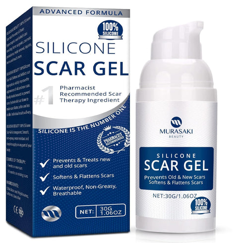 100% Silicone Scar Gel Scar Cream - Advanced Scar Gel for Surgical Scars, C-Section, Stretch Marks, Acne, Injury, Burns, Keloids, Old and New Scar...