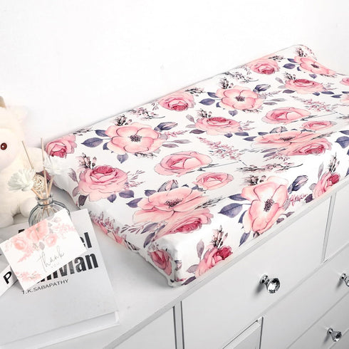 Changing Pad Cover, Baby Changing Table Cover, Diaper Changing Pad Sheet for Girls, Super Soft Breathable, Pink Floral...