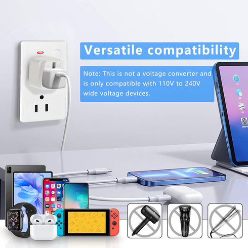 UK to US plug adapter, OFOAEEA 2 Pack UK to US America Plug Adapter, UK Plug Adapter to USA Converter, Converts All Type G Plugs from United Kingd...