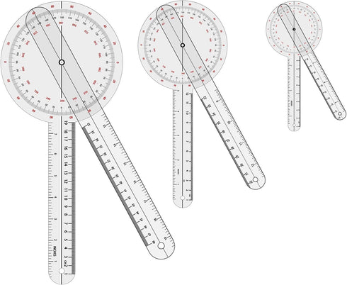 Goniometer Set 2-3 Pieces 12", 8", 6"/ 360 Degree...