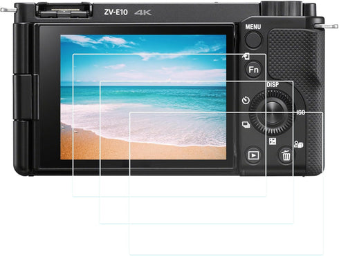 PCTC Alpha ZV-E10 Screen Protector for Sony Alpha ZV-E10 ZV-1F ZV-1 ZV-1M2 ZV-1 II Vlog Camera (3 Pack), 0.3mm 9H Hardness Tempered Glass Flim Ant...