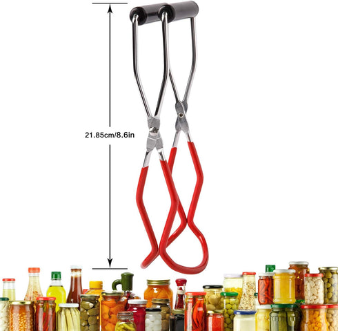 Eeoyu Canning Jar Lifter Tongs Stainless Steel Jar Lifter with Grip Handle for Home Kitchen (Red)...