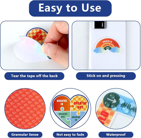 ZOiiWA 96 Pcs Breath Calm Anxiety Sensory Stickers Reusable Mindfulness Sticker Fidget Silent Adhesive Sensory Strips for School Office Classroom ...