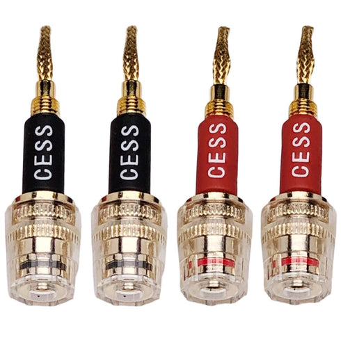 CESS-220 Pin Banana Plug to 4mm Female Banana Jack/Speaker Wire, 4 Pack (Braided-Type to 4mm)...