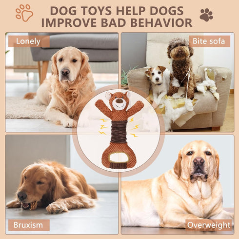 Squeaky Dog Toys for Large Dogs, Plush Tug of War Dog Toy with Crinkle Paper, Interactive Dog Pull Toy for Puppy, Small, Medium, and Large Dogs...