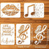 FINGERINSPIRE 4 pcs Music Painting Stencil 8.3x11.7 inch Reusable Musical Notes Lips Butterfly Drawing Template Life Without Music is a Mistake St...