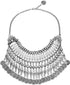 MJartoria Statement Necklace for Women, Boho Collar Choker Coin Tassel Ethnic Gypsy Chunky Necklace Antique Silver Color Bib Festival Halloween Ca...