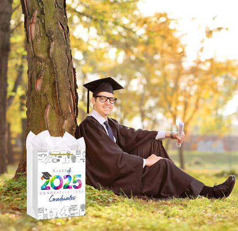 FaCraft Graduation Gift Bags 2025-13" Large Class of 2025 Grad Gift Bag with Tissue Paper for Him Her High School College Senior Junior 8th Grade ...