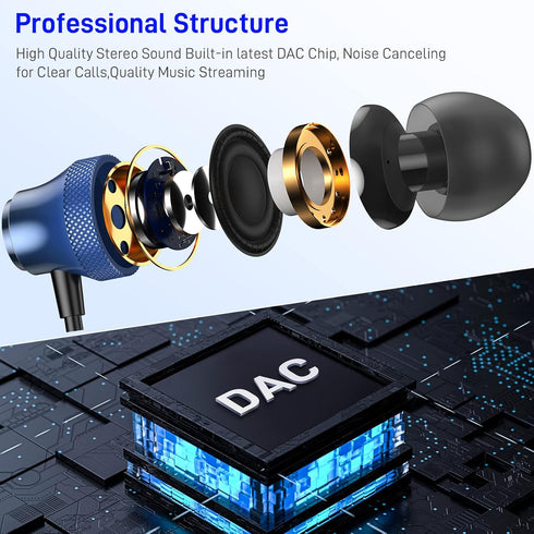 USB C Earbuds for Google Pixel 8 8A 7 Pro 7A 6A 6 Apple iPhone 15 Plus iPad Galaxy S24 S23 S22, Wired Type C Earphones Microphone Headphone for Sa...