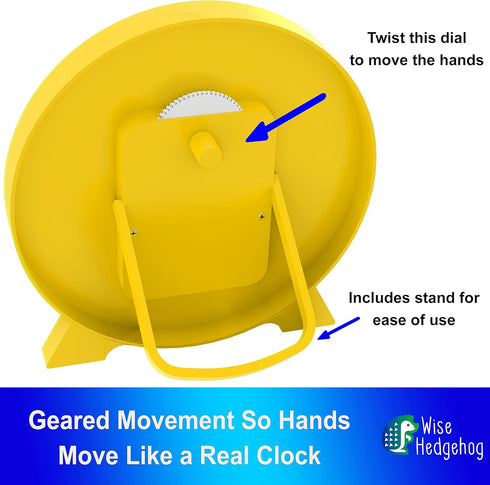 Kids Telling Time Practice Learning Clock, 4 Inch Size Teaching Handheld Analog Clock, Geared Movement Makes Fingers Move Like Real Clocks, for Sc...