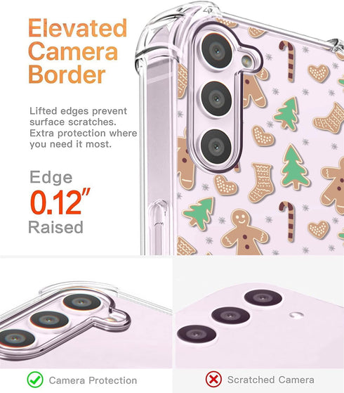 Christmas Clear Phone Case for Samsung Galaxy S23,Christmas Gingerbread Man Pattern Case Cover Soft TPU Protective Slim Shockproof Cover Boys Girl...